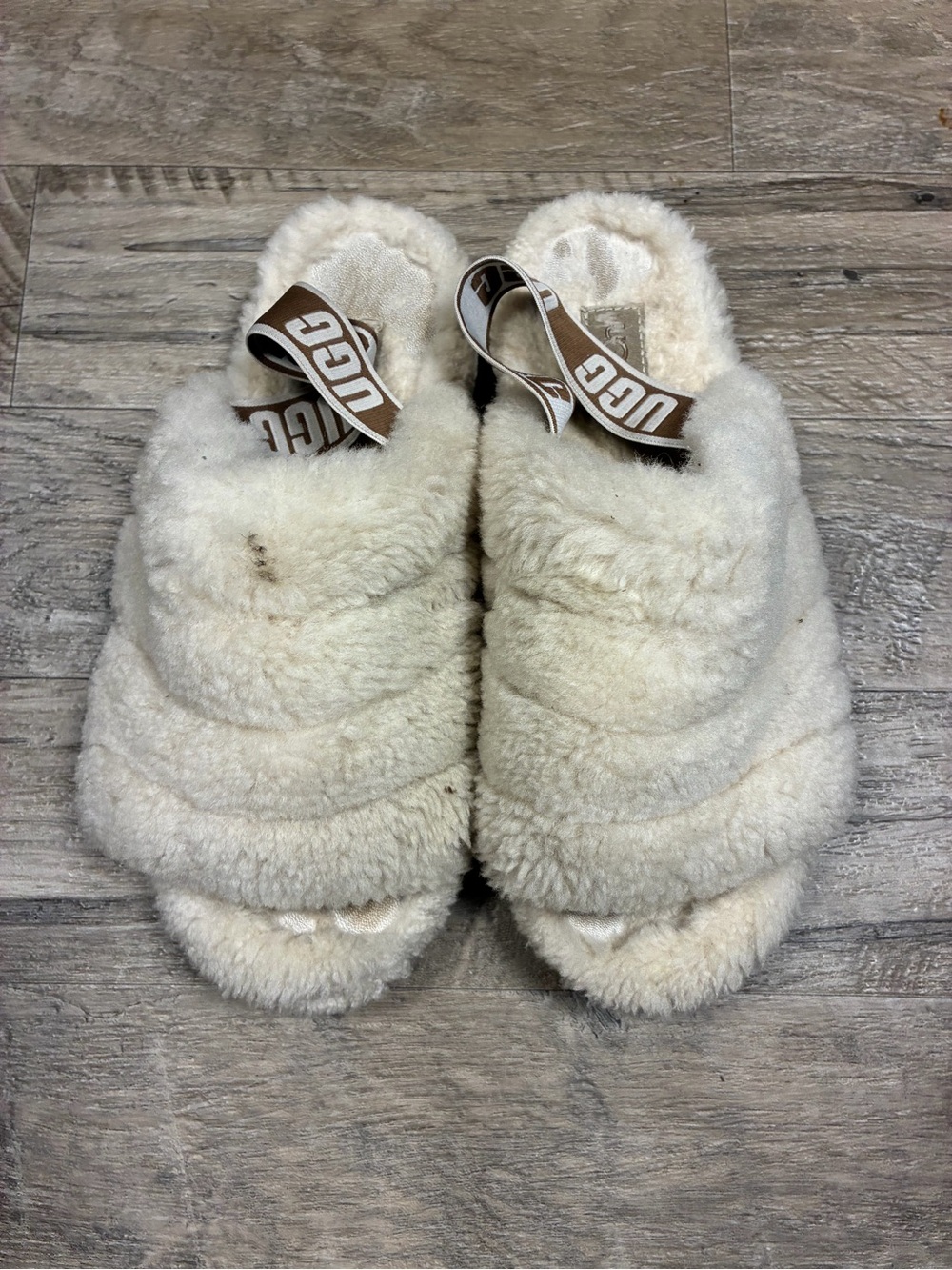UGG Fluff Yeah Cream Sheepskin Slingback Slides